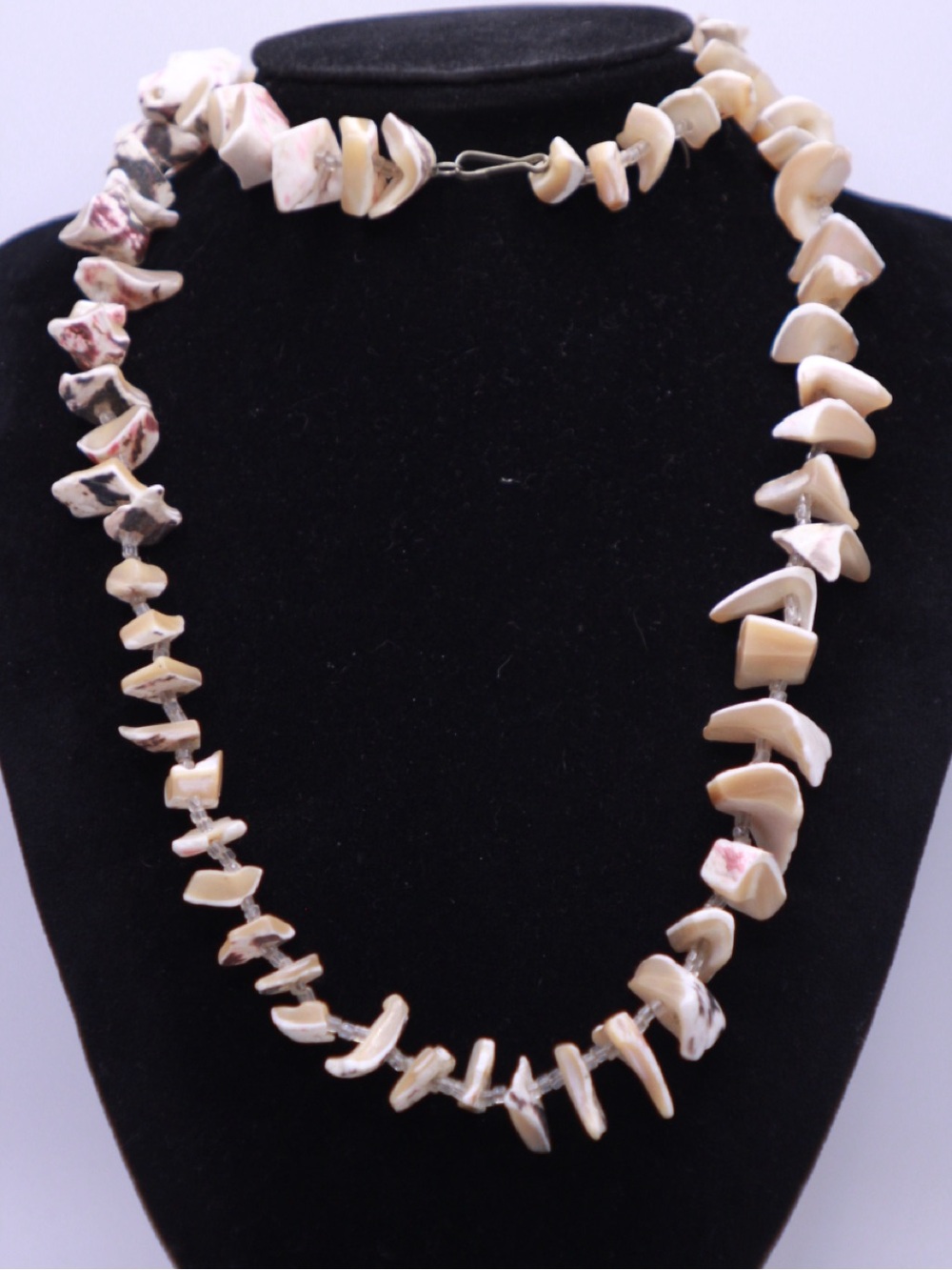 Natural Oceanic Shell Chip Necklace - Cream and Pink